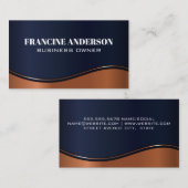 Donkerblauw en metaalkopergolven visitekaartje (Voorkant / Achterkant)