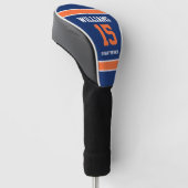 Donkerblauw en Oranje Golfheadcover (Schuin)