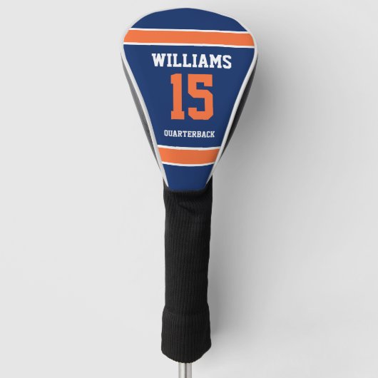 Donkerblauw en Oranje Golfheadcover (Voorkant)