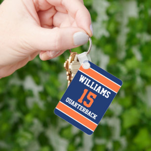 Donkerblauw en oranje sleutelhanger