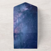 Donkerblauw en Paars galaxy Wedding All In One Uitnodiging (Buitenkant)
