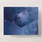 Donkerblauw en Paars galaxy Wedding All In One Uitnodiging (Achterkant)