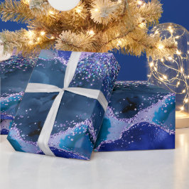 Donkerblauw en Paars zeewater Cadeaupapier