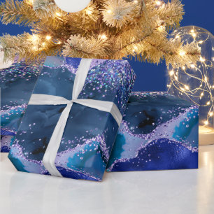 Donkerblauw en Paars zeewater Cadeaupapier