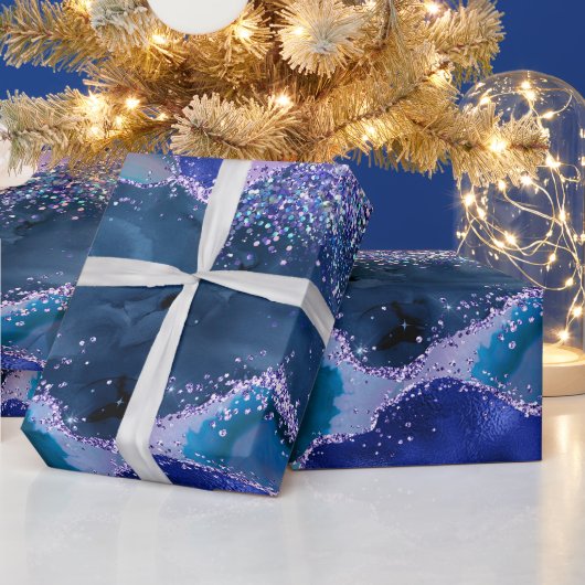 Donkerblauw en Paars zeewater Cadeaupapier (Feestdagen)