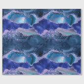 Donkerblauw en Paars zeewater Cadeaupapier (Vlak)