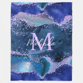 Donkerblauw en Paars zeewater Fleece Deken