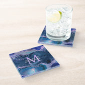 Donkerblauw en Paars zeewater Glazen Onderzetter (Schuin)