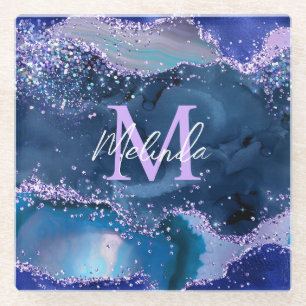 Donkerblauw en Paars zeewater Glazen Onderzetter