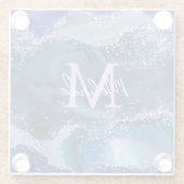 Donkerblauw en Paars zeewater Glazen Onderzetter (Achterkant)