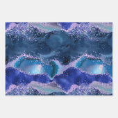 Donkerblauw en Paars zeewater Inpakpapier Vel (Voorkant)