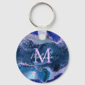 Donkerblauw en Paars zeewater Sleutelhanger (Voorkant)