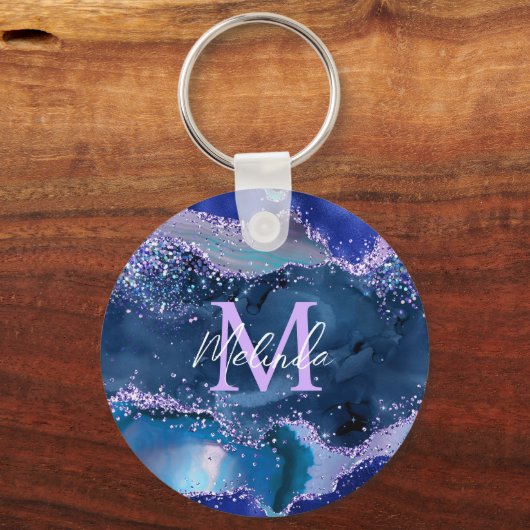 Donkerblauw en Paars zeewater Sleutelhanger (Achterkant)