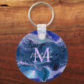 Donkerblauw en Paars zeewater Sleutelhanger (Voorkant)