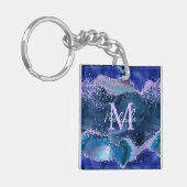 Donkerblauw en Paars zeewater Sleutelhanger (Voorkant Links)