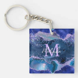 Donkerblauw en Paars zeewater Sleutelhanger