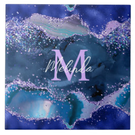 Donkerblauw en Paars zeewater Tegeltje