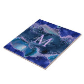 Donkerblauw en Paars zeewater Tegeltje (Zijkant)