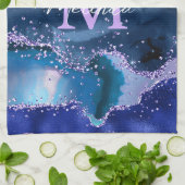 Donkerblauw en Paars zeewater Theedoek (Gevouwen)