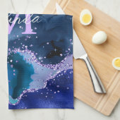 Donkerblauw en Paars zeewater Theedoek (Quarter Fold)