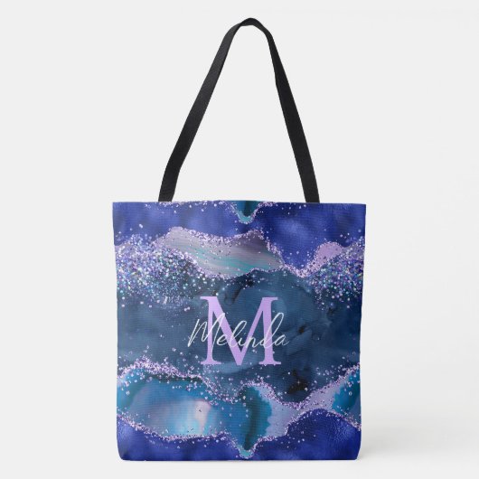 Donkerblauw en Paars zeewater Tote Bag (Voorkant)