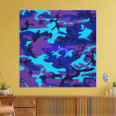 Donkerblauw en Paarse Camo Stretched Canvas Print (Insitu (Woonkamer))