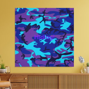 Donkerblauw en Paarse Camo Stretched Canvas Print