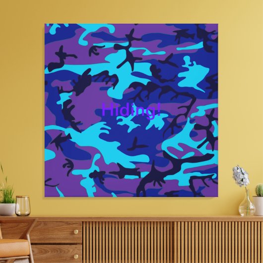 Donkerblauw en Paarse Camo Stretched Canvas Print (Insitu (Woonkamer))