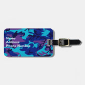 Donkerblauw en Paarse Camouflage Bagagelabel (Voorkant horizontaal)