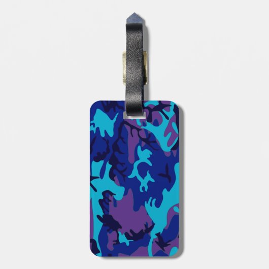 Donkerblauw en Paarse Camouflage Bagagelabel (Achterkant verticaal)
