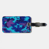 Donkerblauw en Paarse Camouflage Bagagelabel (Achterkant horizontaal)