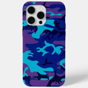 Donkerblauw en Paarse Camouflage iPhone 15 Pro Max Hoesje