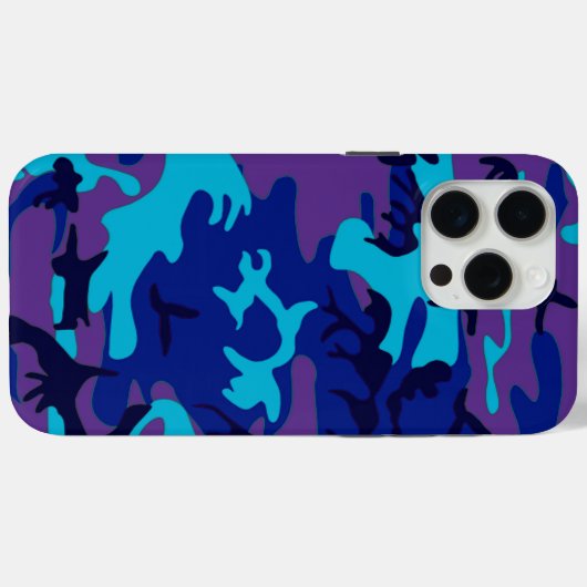 Donkerblauw en Paarse Camouflage Case-Mate iPhone Case (Achterkant (horizontaal))