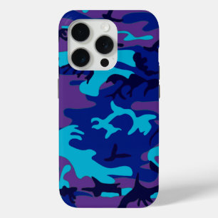 Donkerblauw en Paarse Camouflage iPhone 15 Pro Case