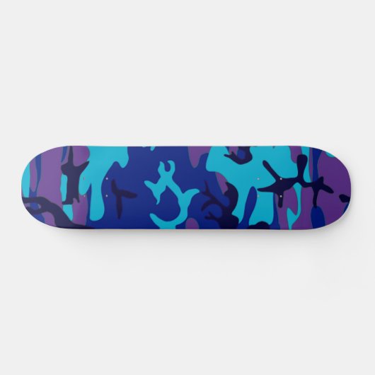 Donkerblauw en Paarse Camouflage Persoonlijk Skateboard (Horizontaal)