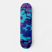 Donkerblauw en Paarse Camouflage Persoonlijk Skateboard (Voorkant)