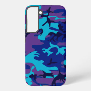 Donkerblauw en Paarse Camouflage Samsung Galaxy Hoesje