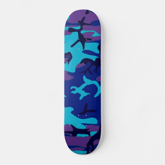 Donkerblauw en Paarse Camouflage Skateboard (Voorkant)