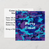 Donkerblauw en Paarse Camouflage Uitnodiging (Voorkant / Achterkant)