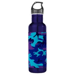 Donkerblauw en Paarse Camouflage Watter Bottle Waterfles