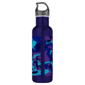 Donkerblauw en Paarse Camouflage Watter Bottle Waterfles (Achterkant)