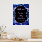 Donkerblauw en Paarse Ocean Agaat Verjaardag Welko Poster (Keuken)