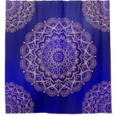 Donkerblauw en Roos Goud Elegant Douchegordijn (Voorkant)