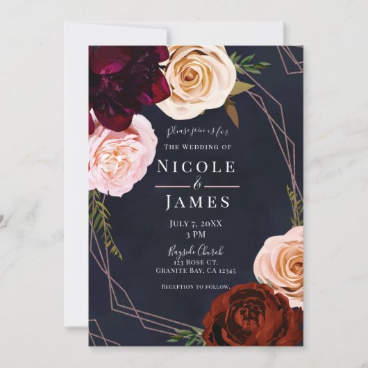 Donkerblauw en Roos goudbruin fijn rondzwevend Kaart (Voorkant)