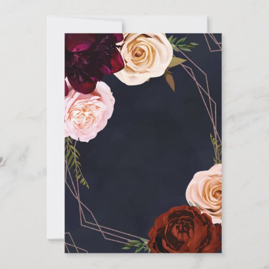 Donkerblauw en Roos goudbruin fijn rondzwevend Kaart (Achterkant)