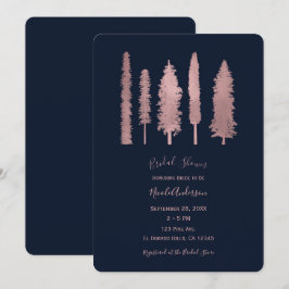 Donkerblauw en Roos gouden bomen Vrijgezellenfeest Kaart