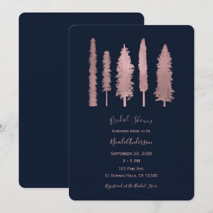 Donkerblauw en Roos gouden bomen Vrijgezellenfeest Kaart