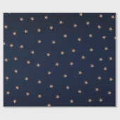 Donkerblauw en Roos goudroze litterstrips Cadeaupapier (Vlak)