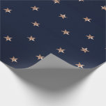 Donkerblauw en Roos goudroze litterstrips Cadeaupapier<br><div class="desc">aangepast verpakkingspapier</div>