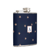 Donkerblauw en Roos goudroze litterstrips Heupfles (Rechts)